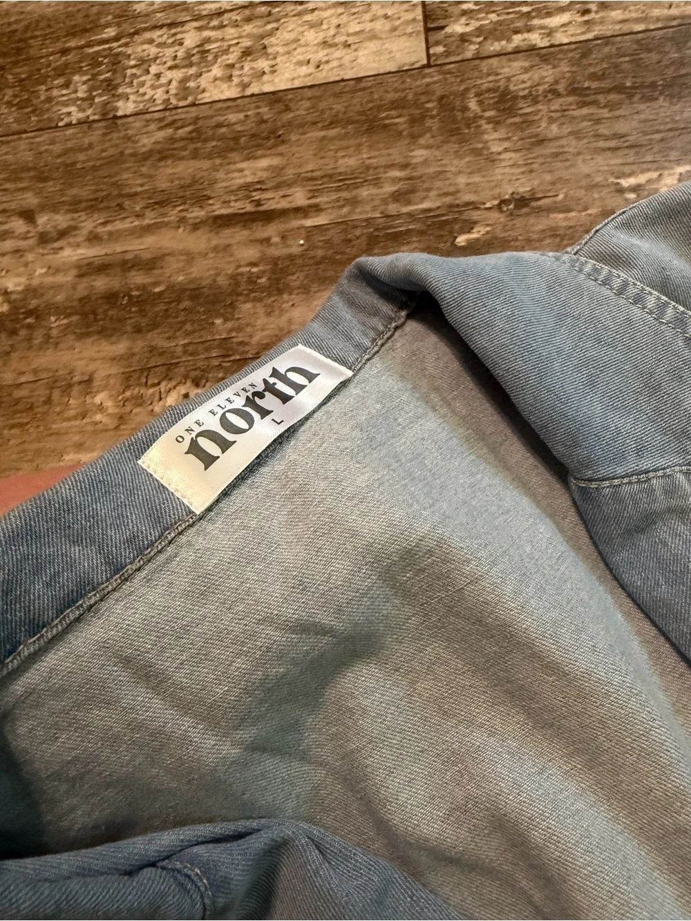 ONE ELEVEN NORTH Casual Blue Denim Cap-Sleeve Tunic Top
